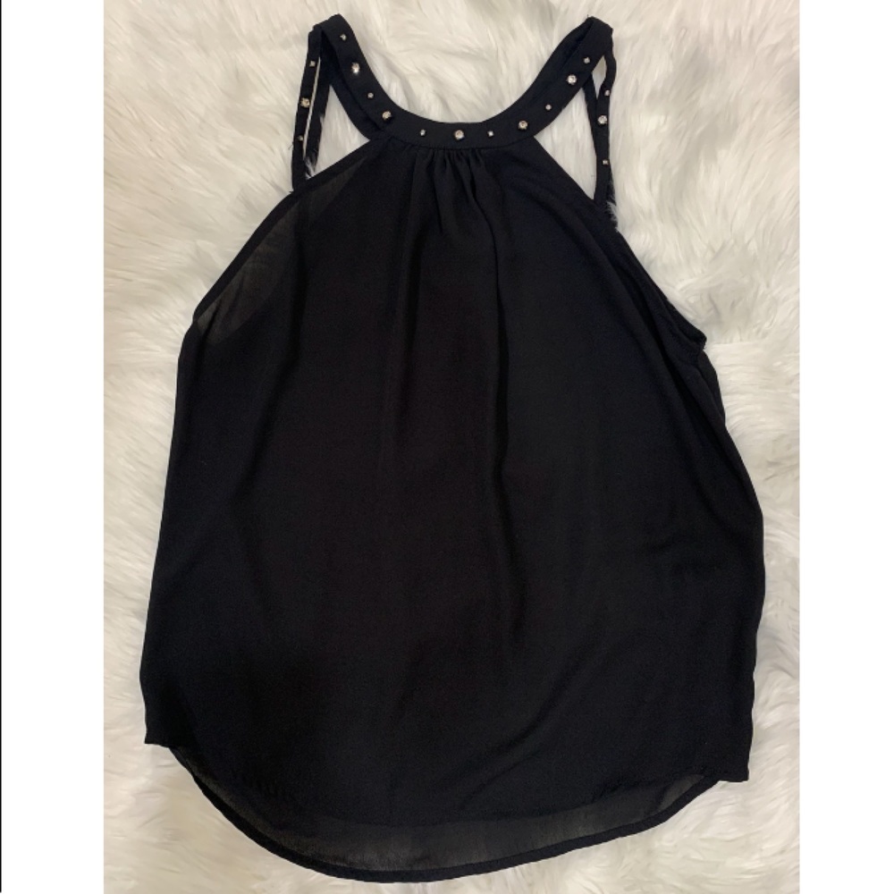 Black sheer halter tank top